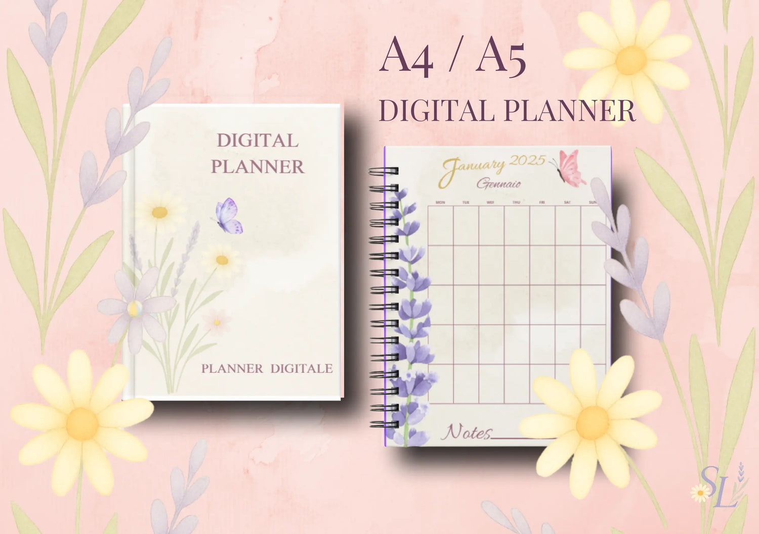 Elegant Floral Digital Planner Lavender & Daisy - 🌸 Elegant Floreal Digital Planner