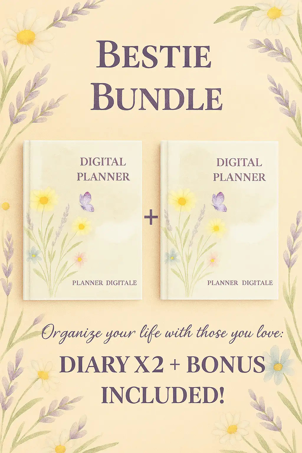 Bestie Bundle – 2 Elegant Floral Digital Planners + Free Bonus, All in One printable PDF set, A4 A5 format, instant download, eco-friendly