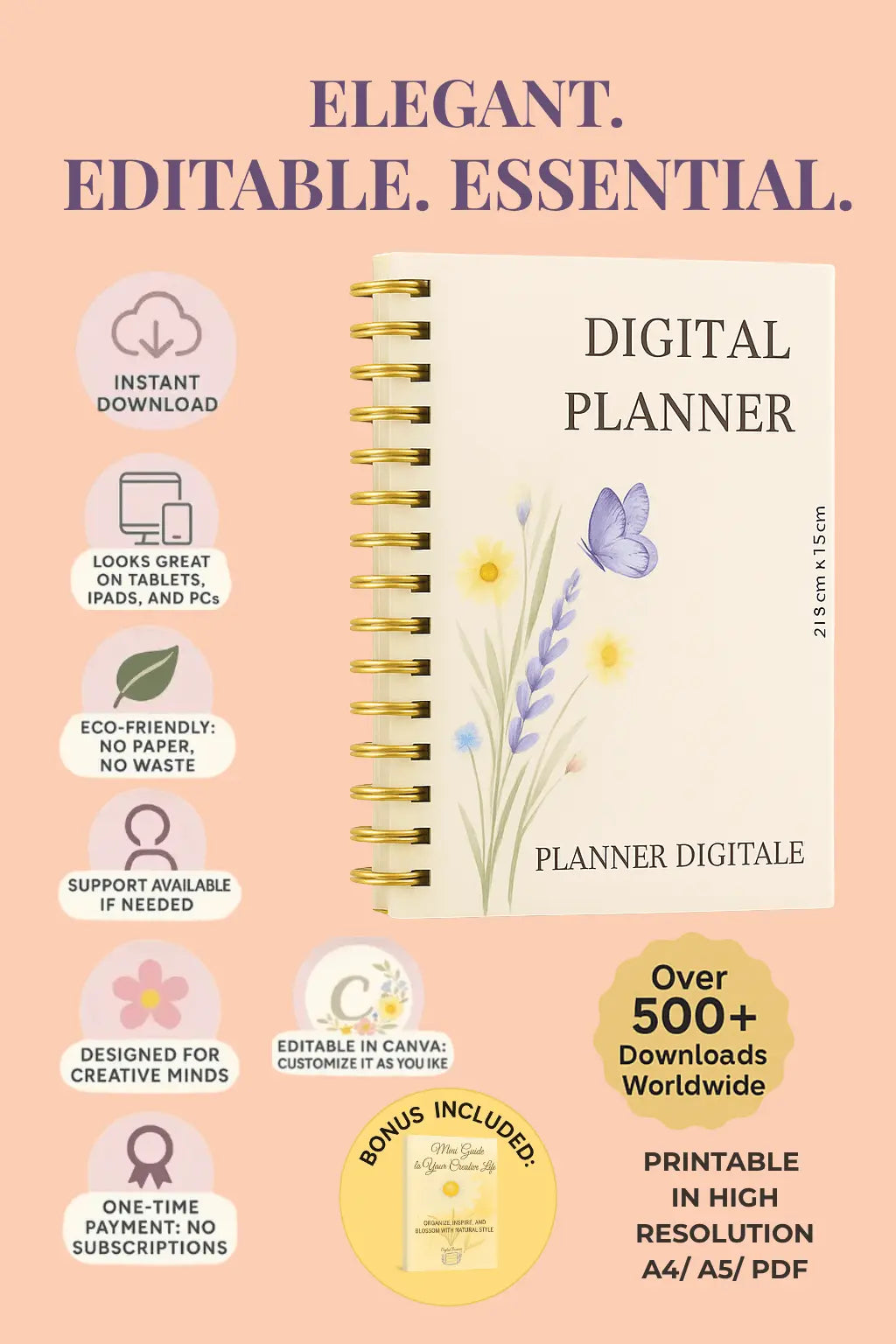 Elegant Floreal Digital Planner Lavender & Daisy - 🌸 Elegant Floreal Digital Planner