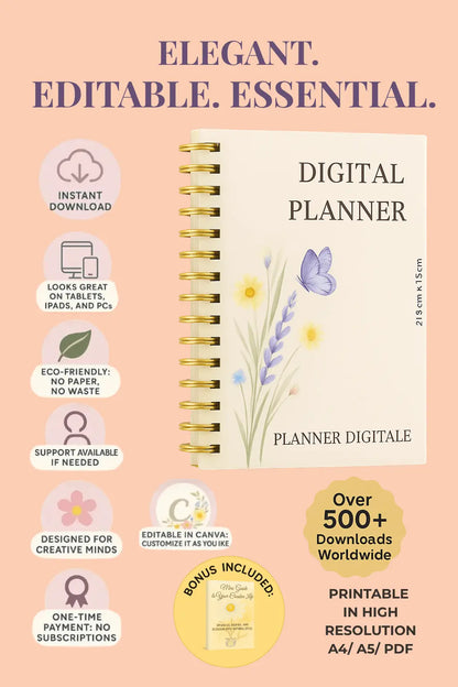Elegant Floreal Digital Planner Lavender & Daisy - 🌸 Elegant Floreal Digital Planner