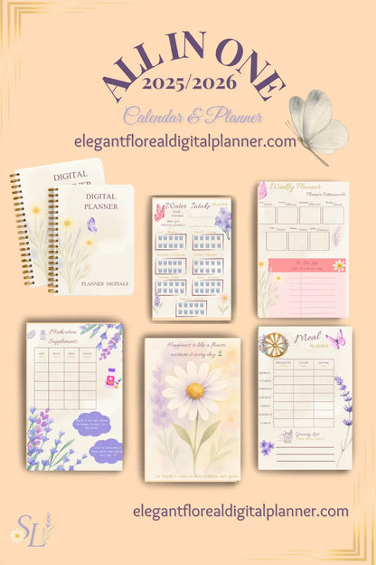 Elegant Floreal Digital Planner Lavender & Daisy - 🌸 Elegant Floreal Digital Planner
