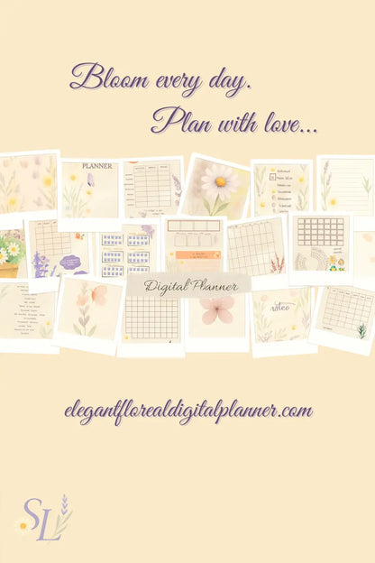 Elegant Floral Digital Planner 2025 – All in One interactive PDF planner with monthly calendar, habit trackers, bonus creative life guide, eco-friendly and compatible with iOS, Android, Windows